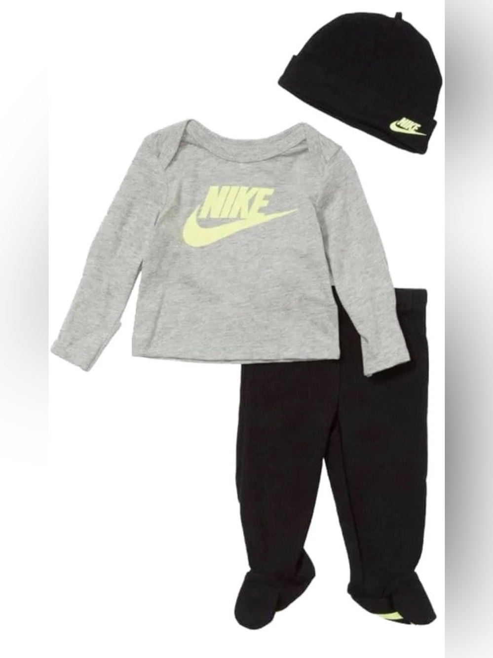 Nike Baby Boys 3-Piece - Long Sleeve Tee, Footed Pants & A Hat 9 Months
